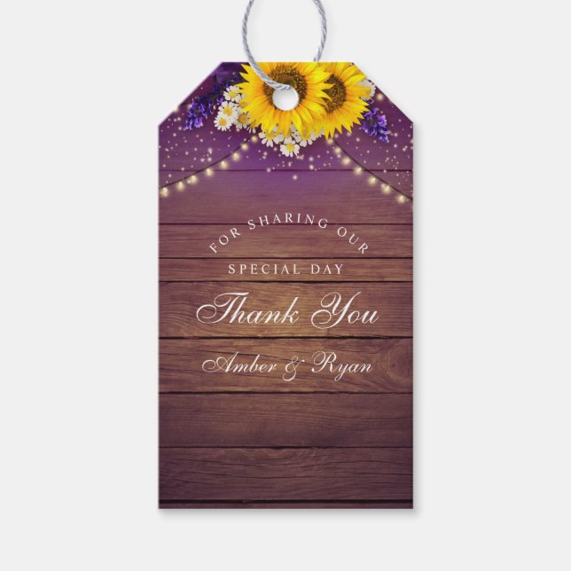 Etiqueta Para Presente Roxo Roxo-Amarelo-Sunflower-Country Barn (Frente)