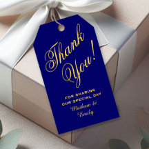 Royal Blue Dourado Obrigado Favor de Casamento