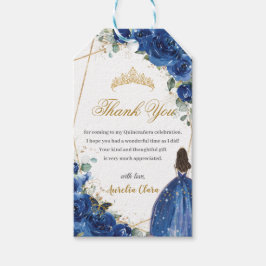 Etiqueta Para Presente Royal Blue Floral Princesa Quinceañera Birthday