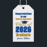 Etiqueta Para Presente Royal Blue Gold Class of 2026 Graduation Party<br><div class="desc">Customize your own royal blue and gold high school Class of 2026 graduate gift tags for a high school or college graduation. Cool varsity letters for the year on great custom tags for seniors.</div>