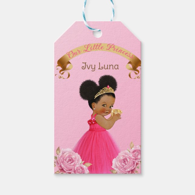 Etiqueta Para Presente Royal Princess Castle - Carruagem Rosa Dourada (Frente)