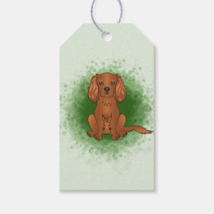 Etiqueta Para Presente Ruby Cavalier King Charles Spaniel Dog Em Verde