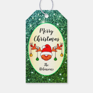 Etiqueta Para Presente Rudolph Reindeer Verde Verde-Lécio Veado