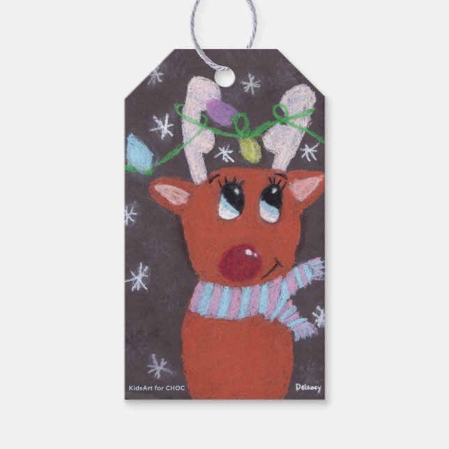 Etiqueta Para Presente Rudolph's Sparkly Antlers - KidsArt for CHOC  (Frente)