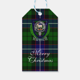 Etiqueta Para Presente Russell Scottish Clan Tartan & Crest