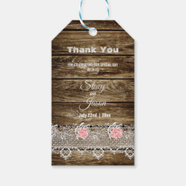 Etiqueta Para Presente Rustic Barn Wood & Lace Obrigado