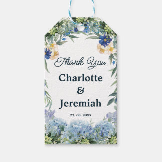Etiqueta Para Presente Rustic Blue Floral Wreath Greenery Casamento Favor