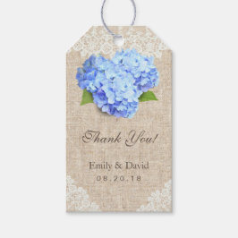 Etiqueta Para Presente Rustic Blue Hydrangea Lace & Burlap Wedder Favor