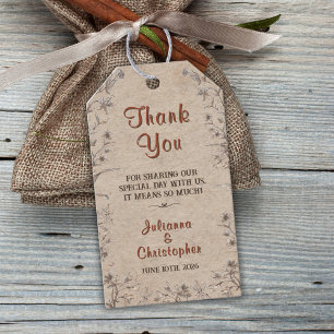 Etiqueta Para Presente Rustic Boho Wildflower Terracotta Favor do Casamen