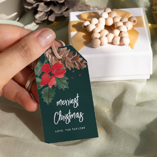 Etiqueta Para Presente Rustic Bough Watercolor Christmas Personalizado