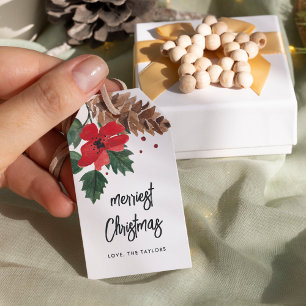Etiqueta Para Presente Rustic Bough Watercolor Christmas Personalizado