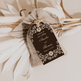 Etiqueta Para Presente Rustic Brown Beige Floral Wedding 
