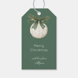 Etiqueta Para Presente Rustic Brown Cream Green Ornament Christmas  