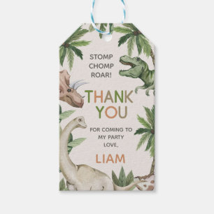 Etiqueta Para Presente Rustic Brown Green Boys Dinossaur Aniversário