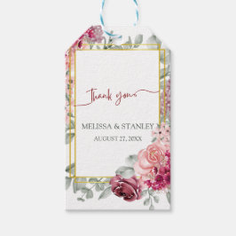 Etiqueta Para Presente Rustic Burgundy Marsala e Casamento Floral Rosa