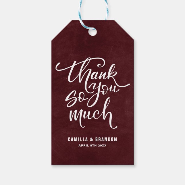 Etiqueta Para Presente Rustic Burgundy Muito Obrigado (Frente)
