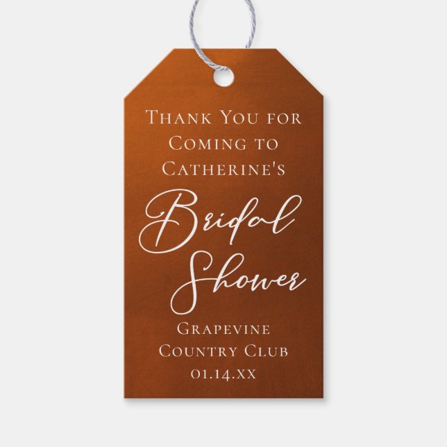 Etiqueta Para Presente Rustic Burnt Orange Bridal Shower Personalized (Frente)