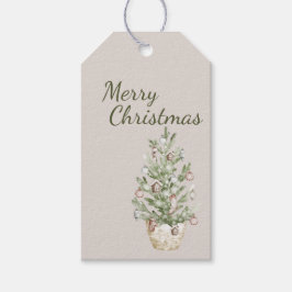 Etiqueta Para Presente Rustic Christmas Potted Tree - Neutral