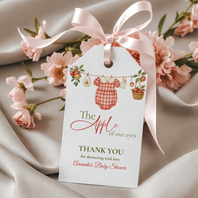 Etiqueta Para Presente Rustic Clothesline Apple Locally Grown Baby Shower (Criador carregado)