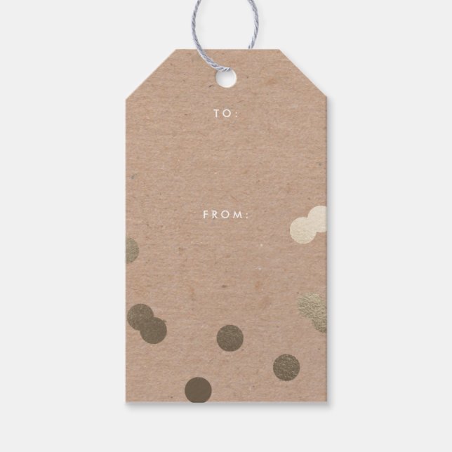 Etiqueta Para Presente Rustic Confetti Kraft e Dourado (Frente)