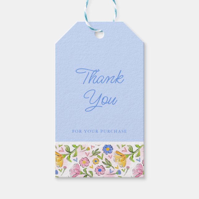 Etiqueta Para Presente Rustic Elegant Floral Business Obrigado (Frente)