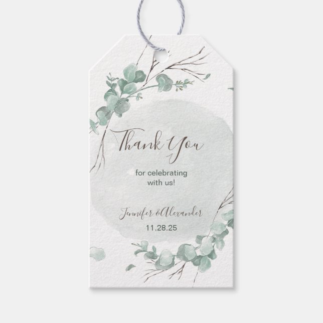 Etiqueta Para Presente Rustic Eucalyptus (Frente)