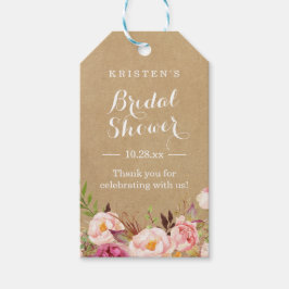 Etiqueta Para Presente Rustic Floral Kraft | Chá de panela Obrigado