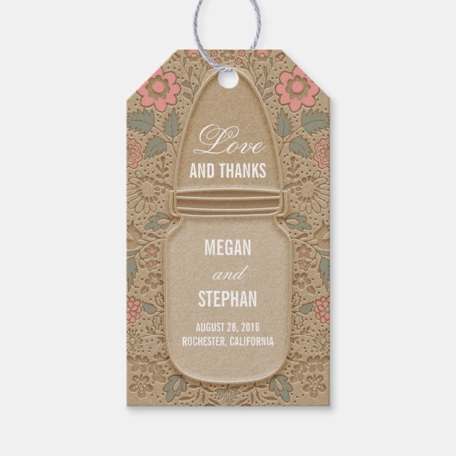 Etiqueta Para Presente Rustic Floral Mason Jar Wedding (Frente)