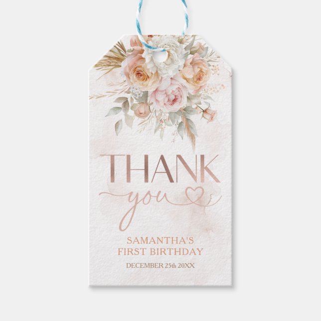 Etiqueta Para Presente Rustic Floral Pampas não é maravilhosa. (Frente)