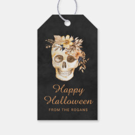 Etiqueta Para Presente Rustic Floral Skull Halloween