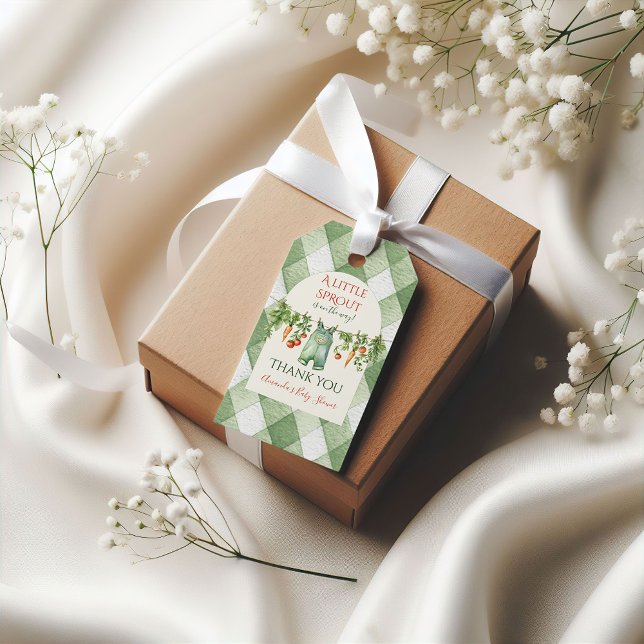 Etiqueta Para Presente Rustic Gender Neutral Little Sprout Baby Shower (Criador carregado)