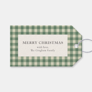 Etiqueta Para Presente Rustic Green Gingham Moderno Natal