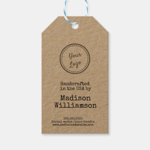 Etiqueta Para Presente Rustic Handmade in USA Add Your Logo (Marca de mã
