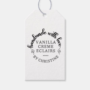Etiqueta Para Presente Rustic Handmade with Love Manuscrito Heart