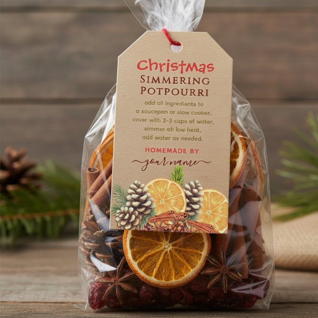 Etiqueta Para Presente Rustic kraft Christmas  Simmering Potpourri  (Criador carregado)