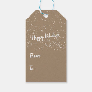 Etiqueta Para Presente Rustic Kraft Snowfall Feliz Feriados Minimalistas