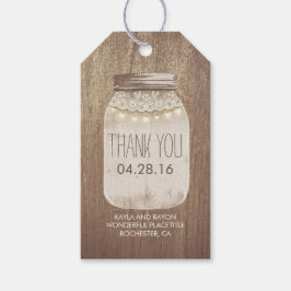 Etiqueta Para Presente Rustic Lights Mason Jar Lace Wood