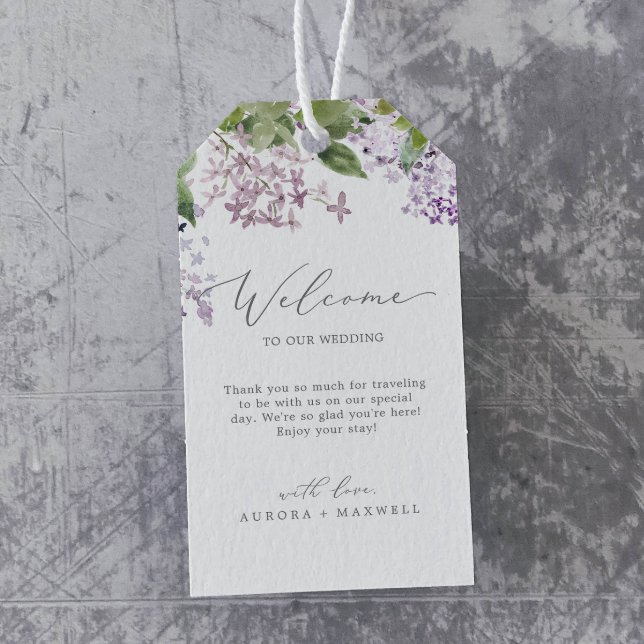 Etiqueta Para Presente Rustic Lilac Wedding Welcome (Criador carregado)