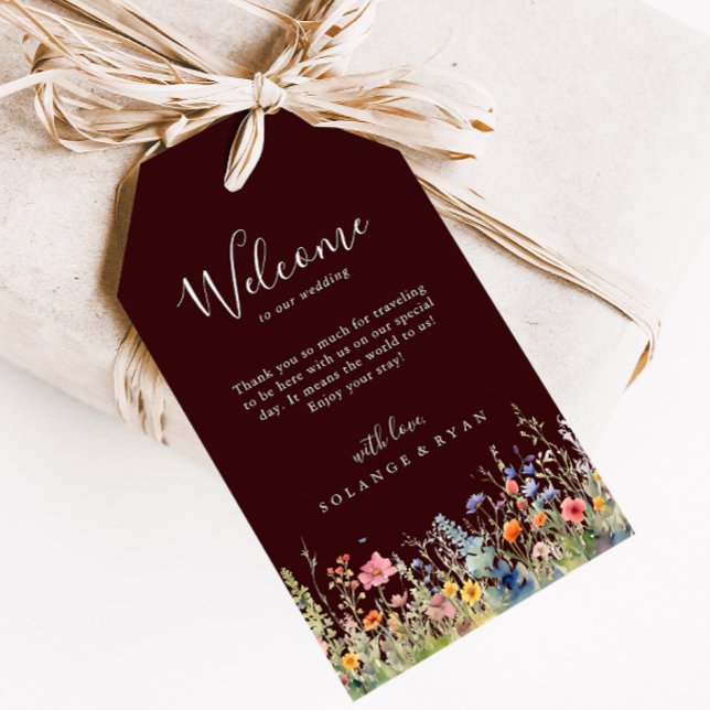 Etiqueta Para Presente Rustic Meadow Botanical Wedding Welcome (Criador carregado)