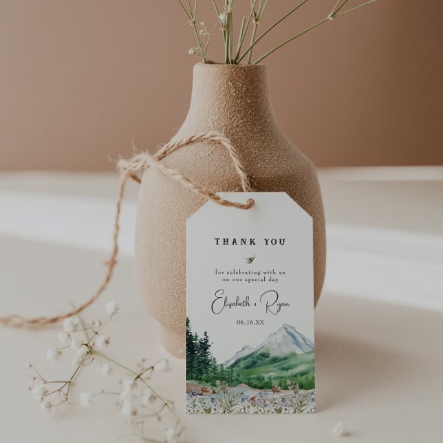 Etiqueta Para Presente Rustic Mountain Wildflower | Casamento Obrigado (Criador carregado)