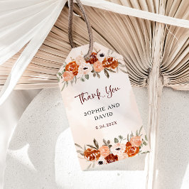 Etiqueta Para Presente Rustic Orange Boho | Casamento com Blush Watercolo