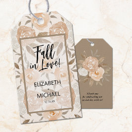 Etiqueta Para Presente Rustic Peach Floral Fall in Love Favor