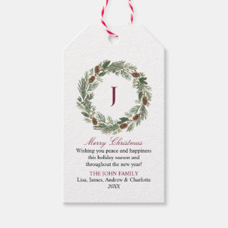 Etiqueta Para Presente Rustic Pine Wreath Christmas