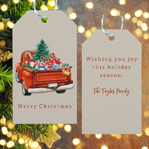 Etiqueta Para Presente Rustic Vintage Red Truck Natal