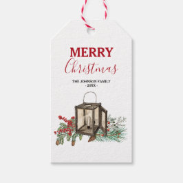 Etiqueta Para Presente Rustic Watercolor - Lanterna Pine Berries