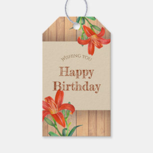 Etiqueta Para Presente Rustic Watercolor Orange Lily Floral Art