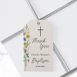 Etiqueta Para Presente Rustic Wildflower Baptism Obrigado