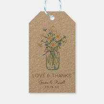 Rustic Wildflower Mason Jar Love and Obrigados