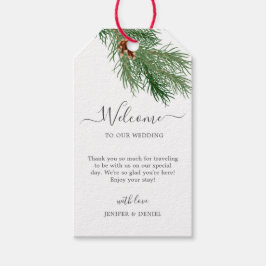 Etiqueta Para Presente Rustic Winter Berry Pine Greenery Wedding
