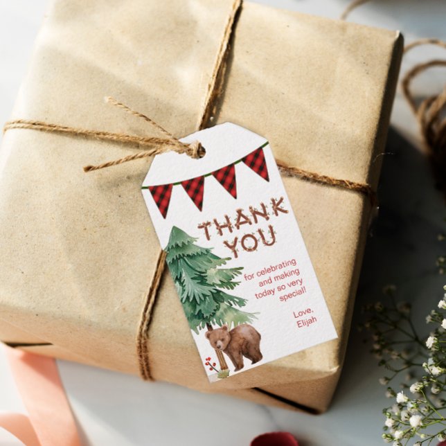 Etiqueta Para Presente Rustic Woodland Obrigado Aniversário Favor Dags. (Woodland Birthday Gift Tag)